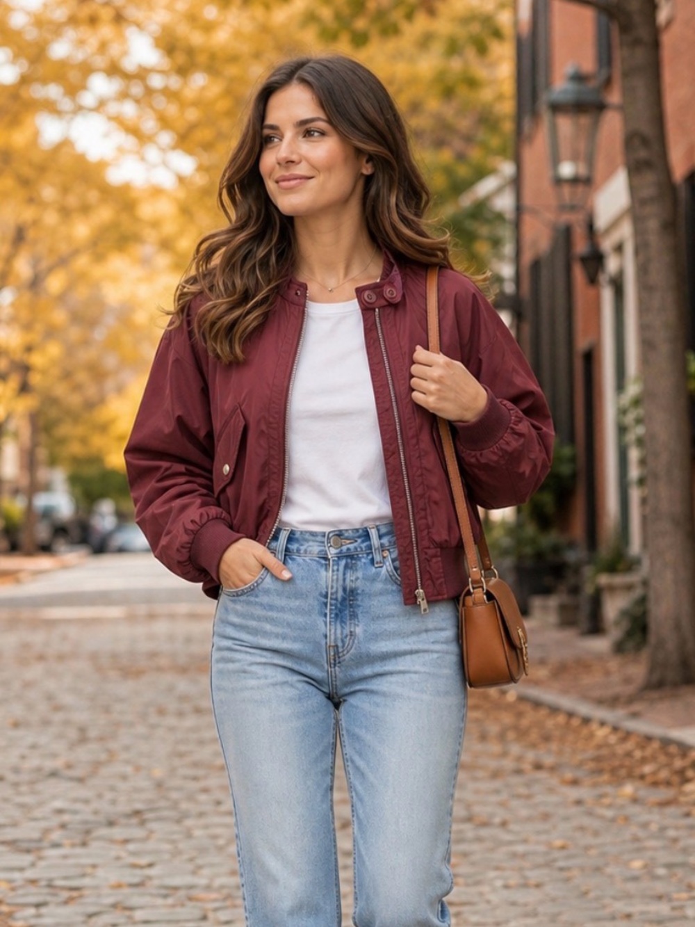 Free People Wine Red Bomber Jacket